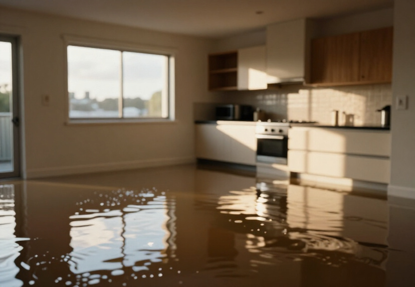 Flooded office space in Blakehurst before restoration